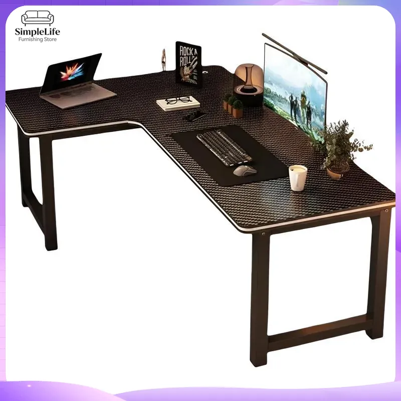 Desk Room Setup - Narożne biurko gamingowe z półką do