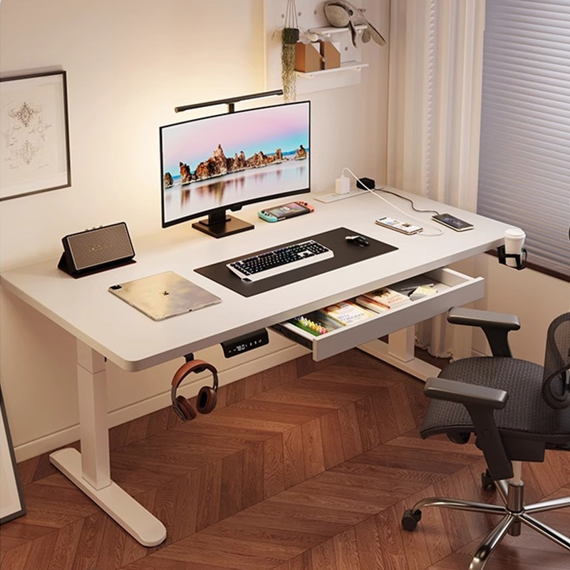 Desk Setup Ergonomics - Nowoczesne elektryczne biurko stojące z dwoma