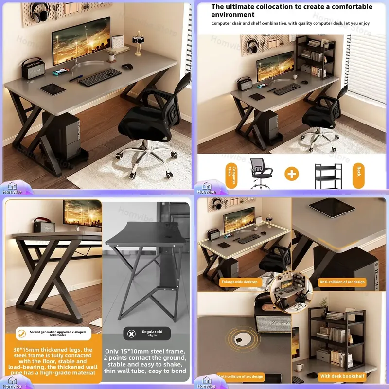 Desk Setup Ergonomics - Nowoczesne drewniane biurko komputerowe do domowego