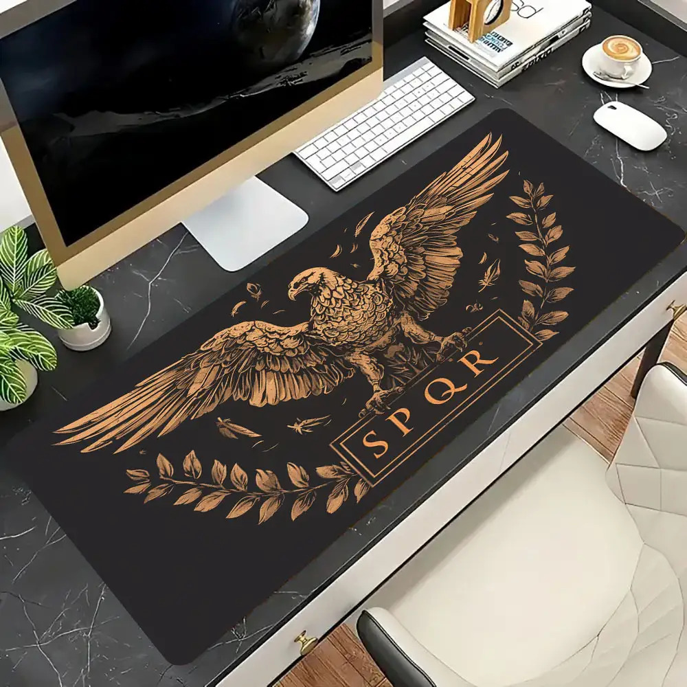 Desk Room Setup - Złoto-brązowa czarna mata na biurko, akcesoria