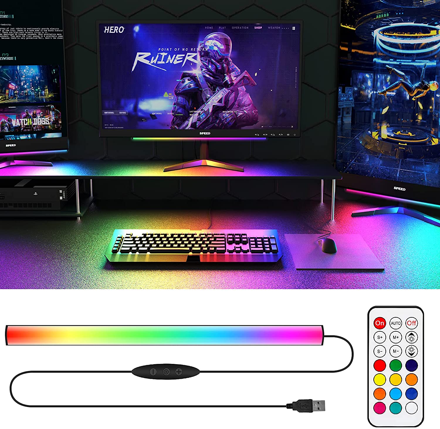 Desk Room Setup - Pod monitorem Listwa świetlna RGB Dreamcolor